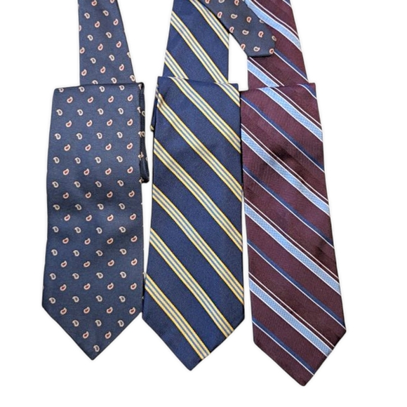 Lot of 3 Brooks Brothers Makers Silk Ties - Repp Stripe & Paisley - Made in USA